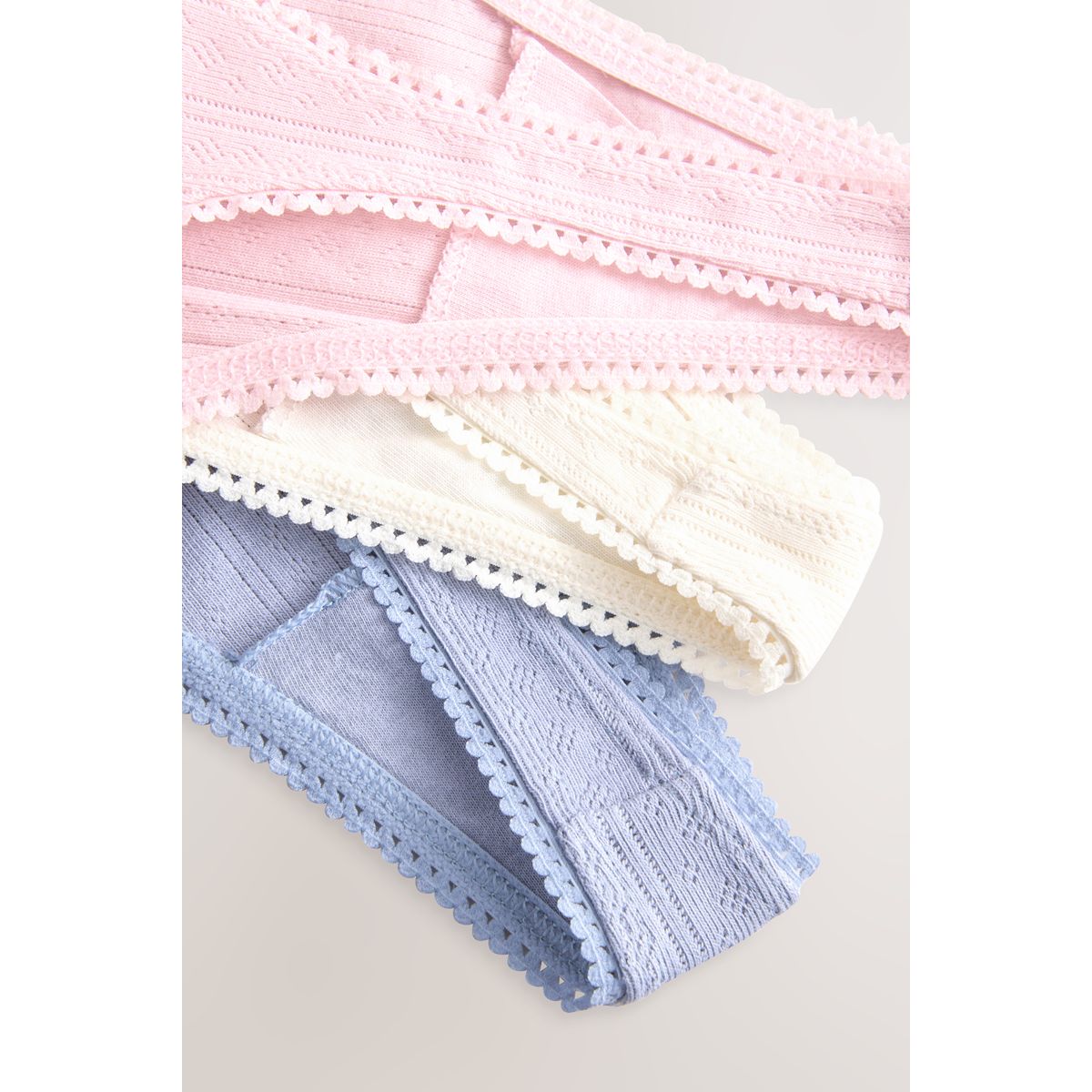 Culotte en pointelle, lot de 3 bleu/rose/crème, NEXT