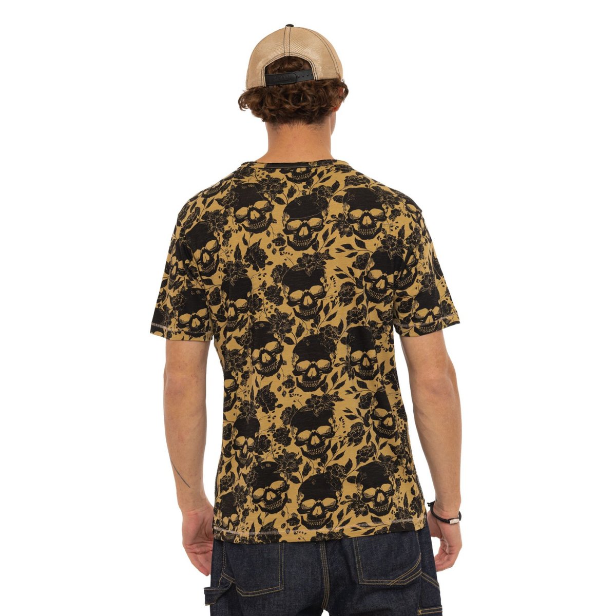 Tee Shirt coton Ron moutarde/noir/beige, VON DUTCH
