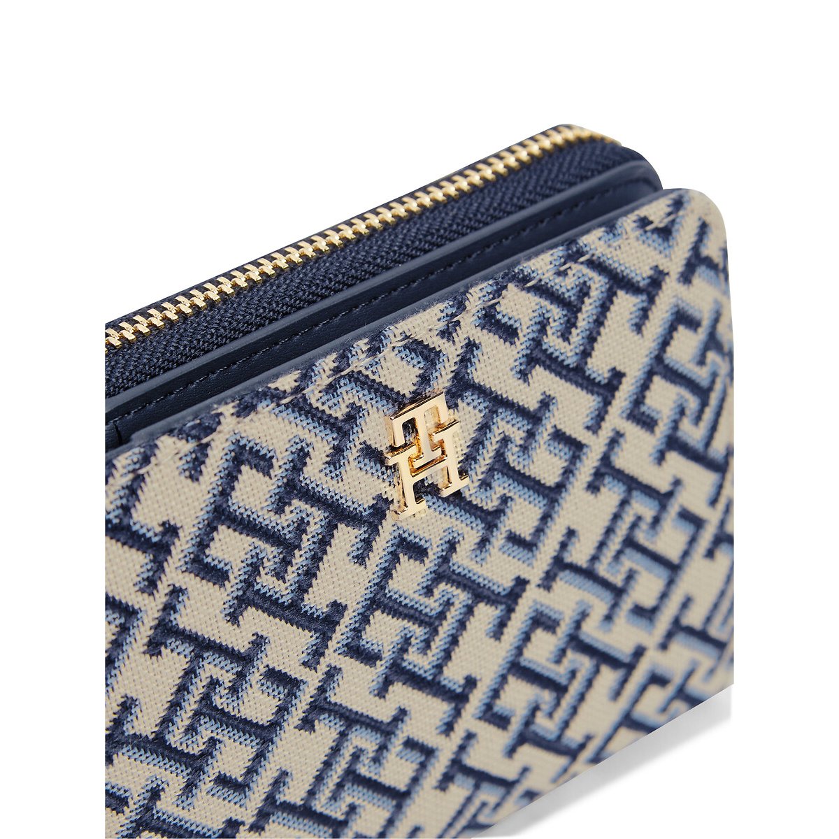 Portemonnee met TH-monogram, FLAP JACQUARD marine/wit, TOMMY HILFIGER