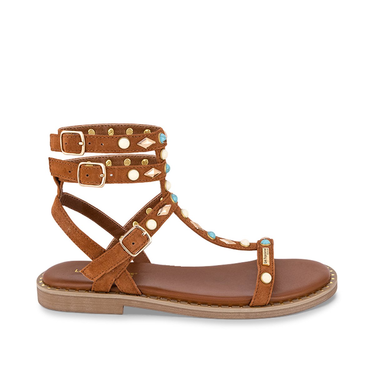 Sandales à brides en cuir CORIKA camel, LES TROPEZIENNES PAR M.BELARBI