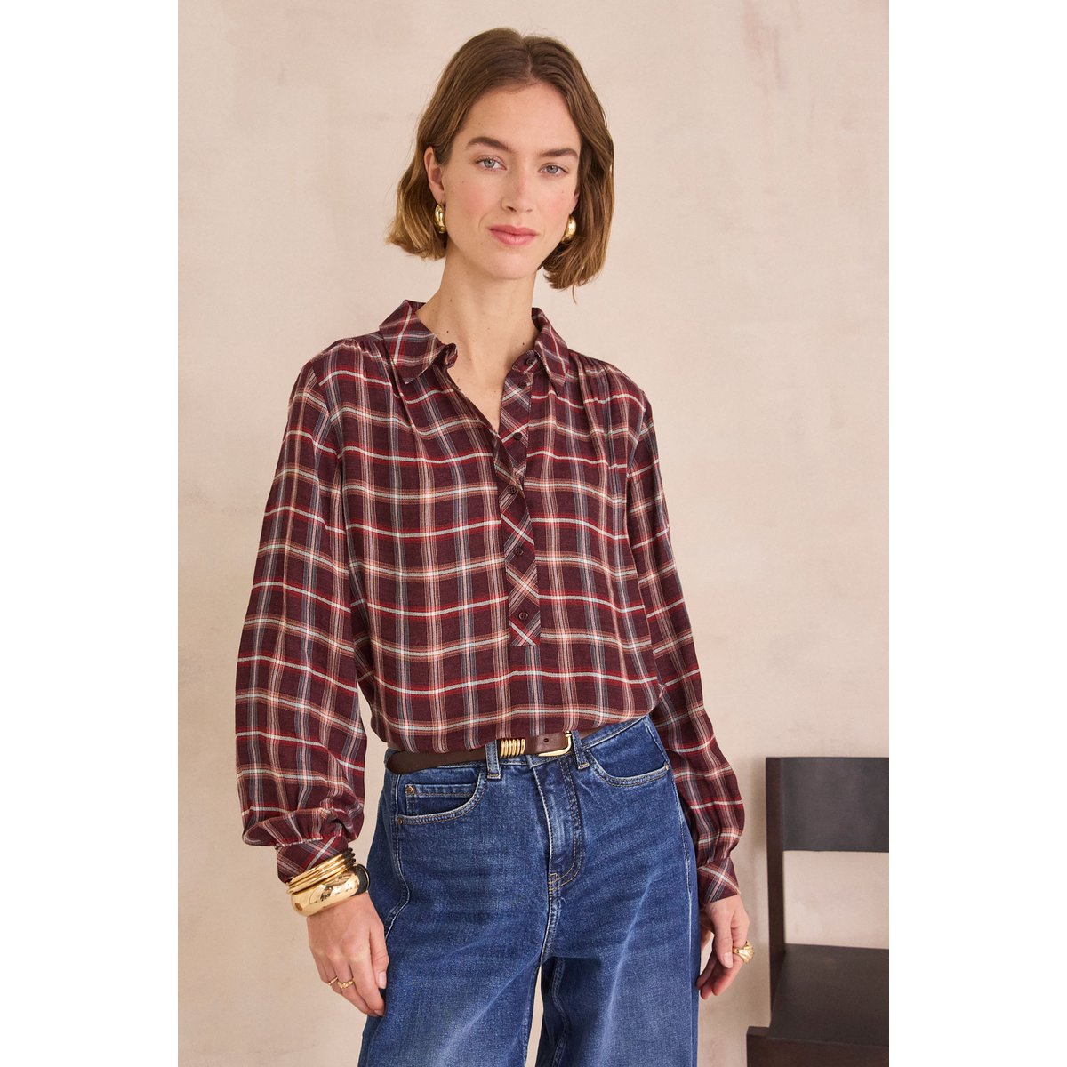 Chemise à carreaux BABYLON bordeaux, Maison 123