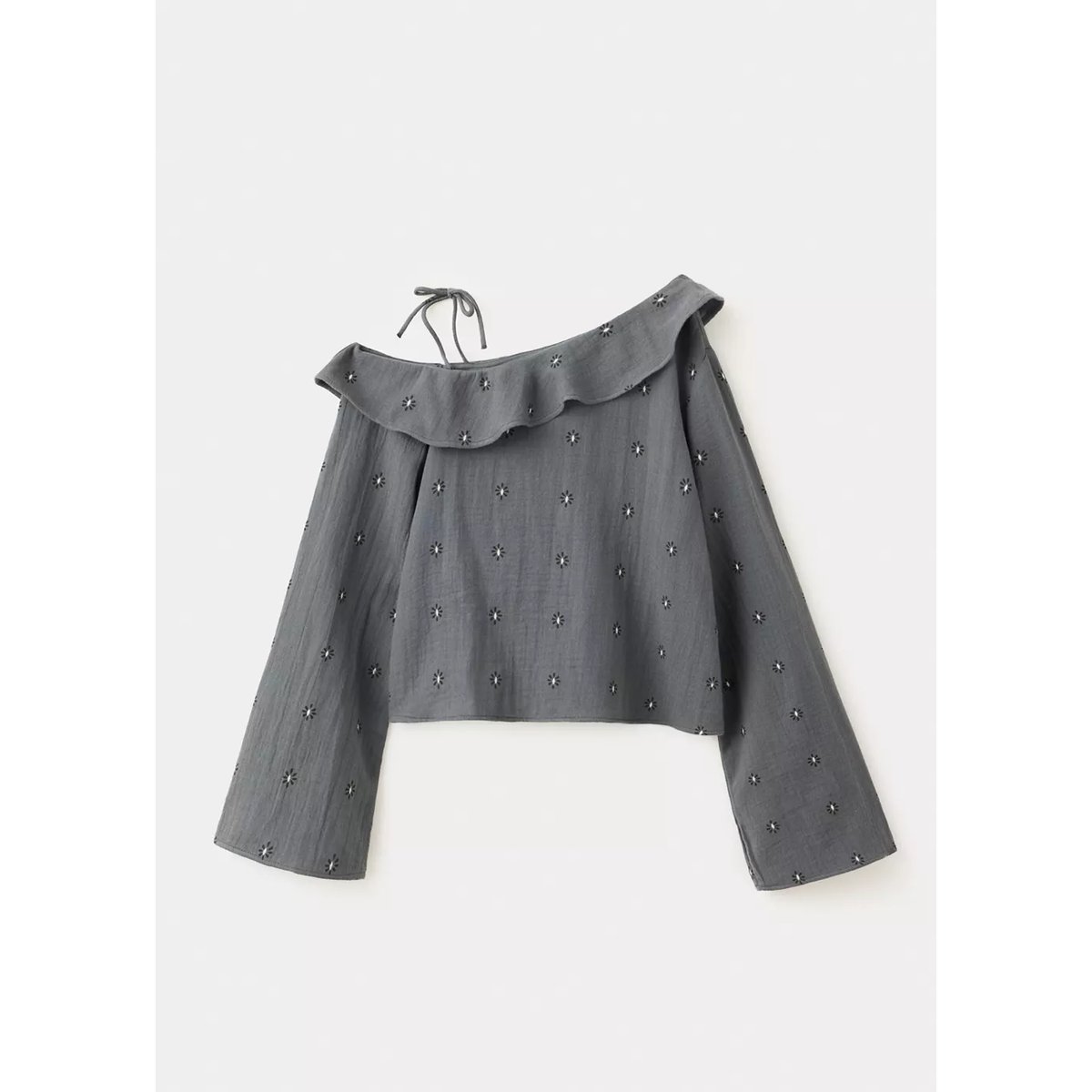 Blouse imprimée à col asymétrique gris, MANGO KIDS