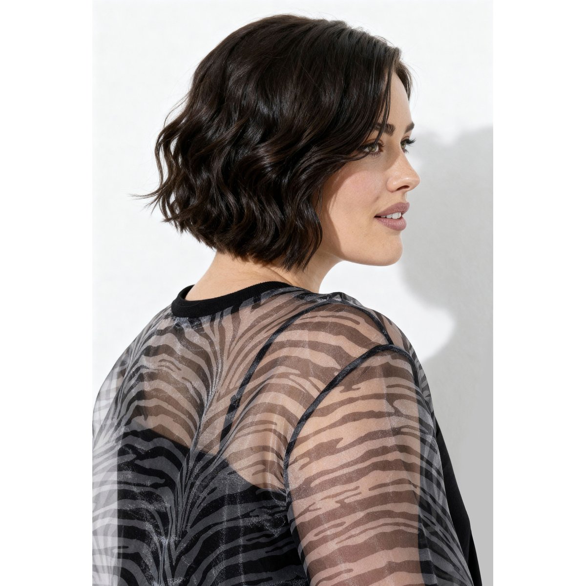 Blouse doublée motif zébré noir, ULLA POPKEN