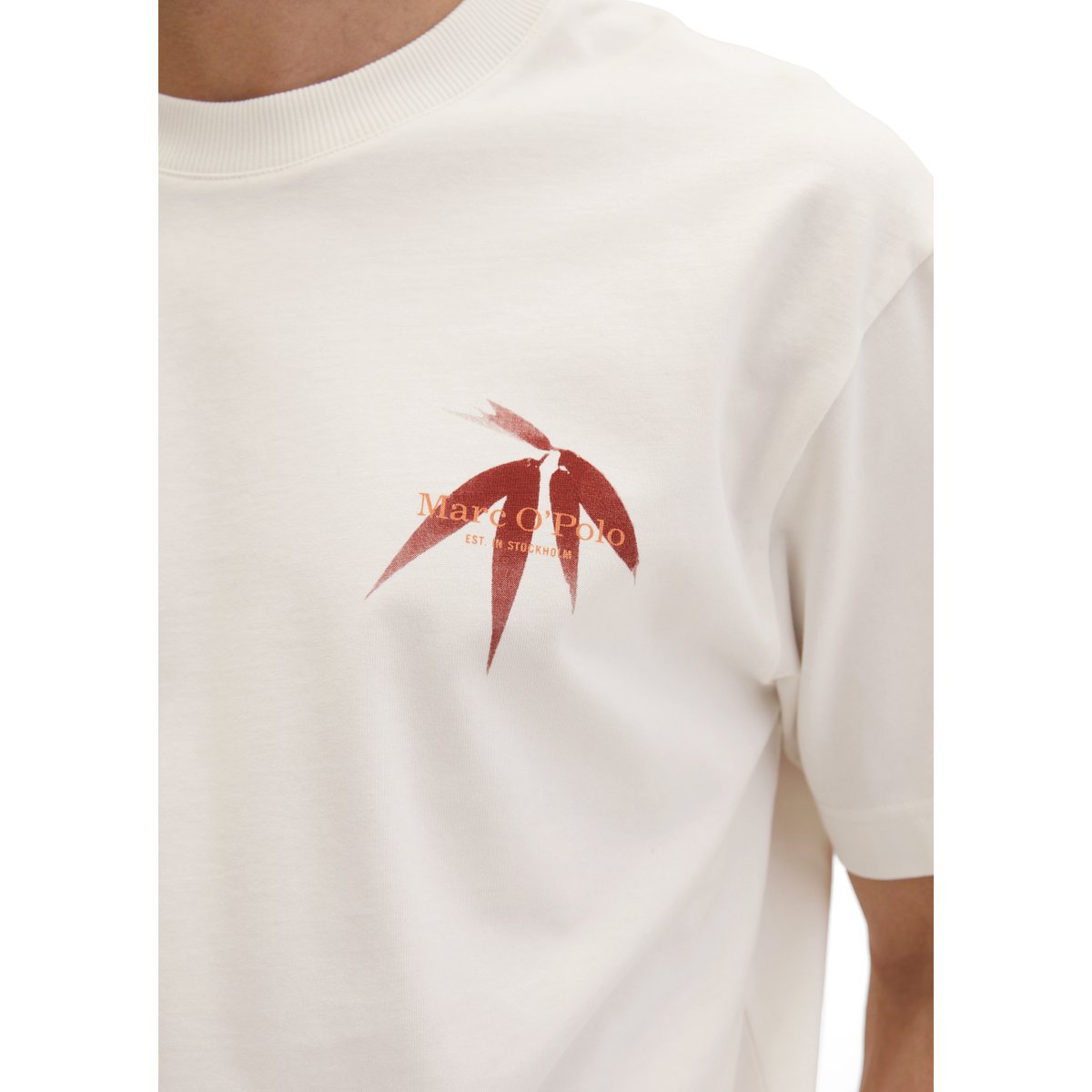 T-shirt relaxed avec imprimé saisonnier au dos blanc naturel, MARC O'POLO