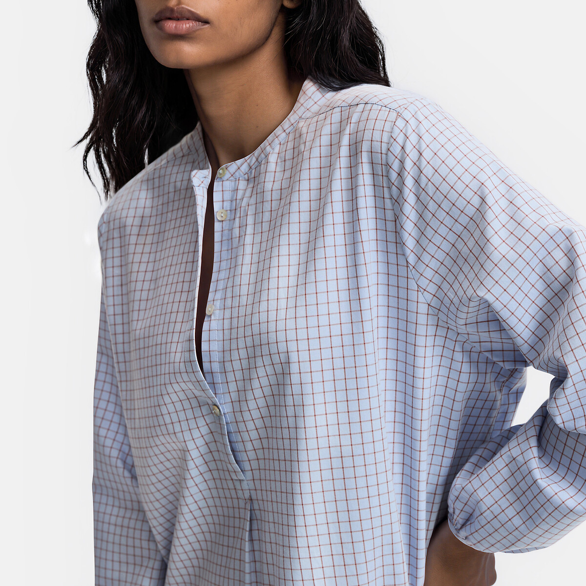 Camisón de popelina a cuadros cuadros, LA REDOUTE COLLECTIONS