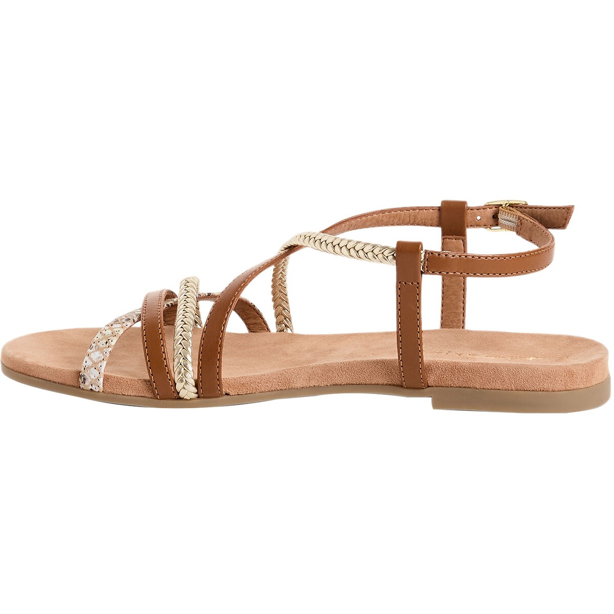 Sandali piatti multi cinturino cognac, TAMARIS