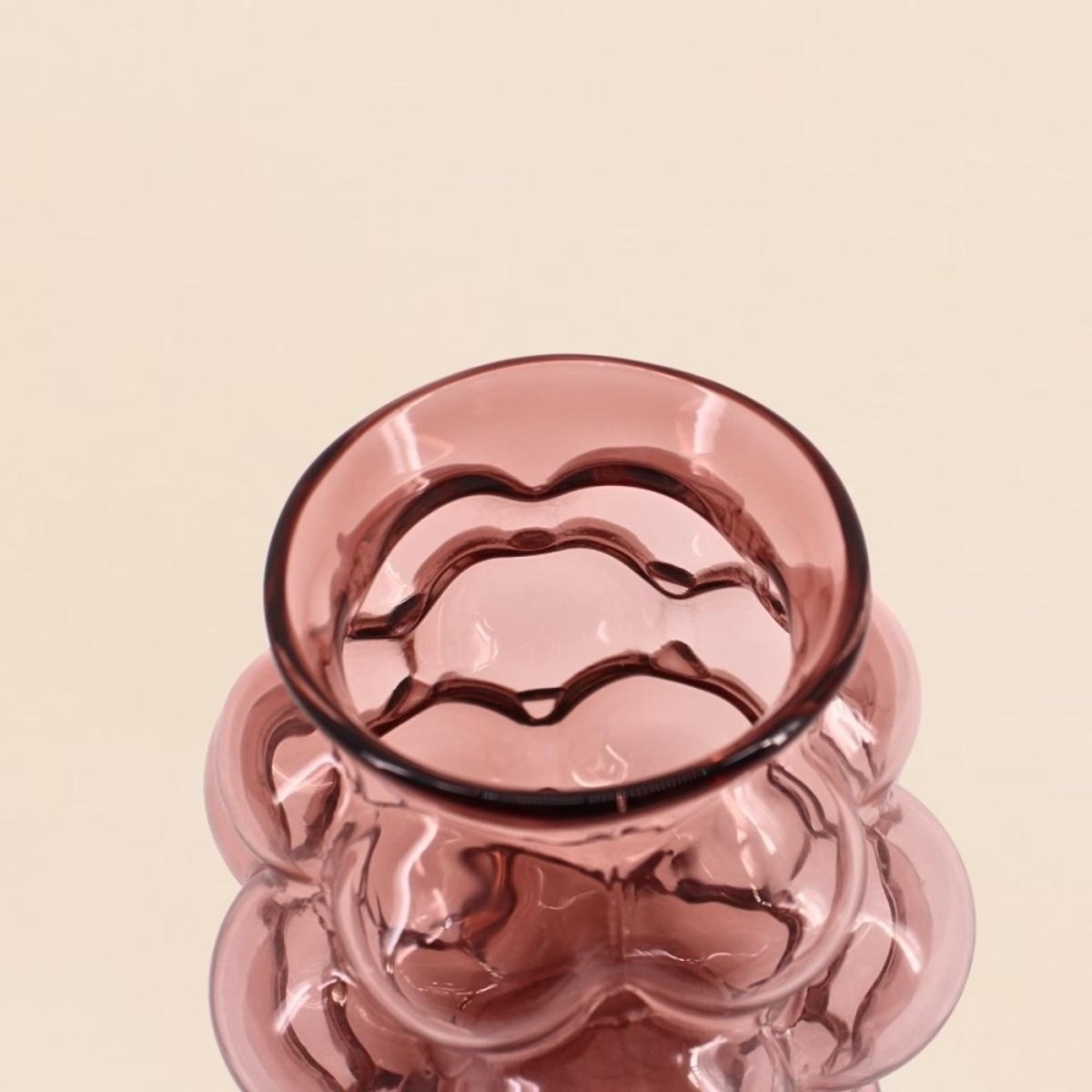 Vase bulles en verre fait main, H21cm rose, DECOSTAR