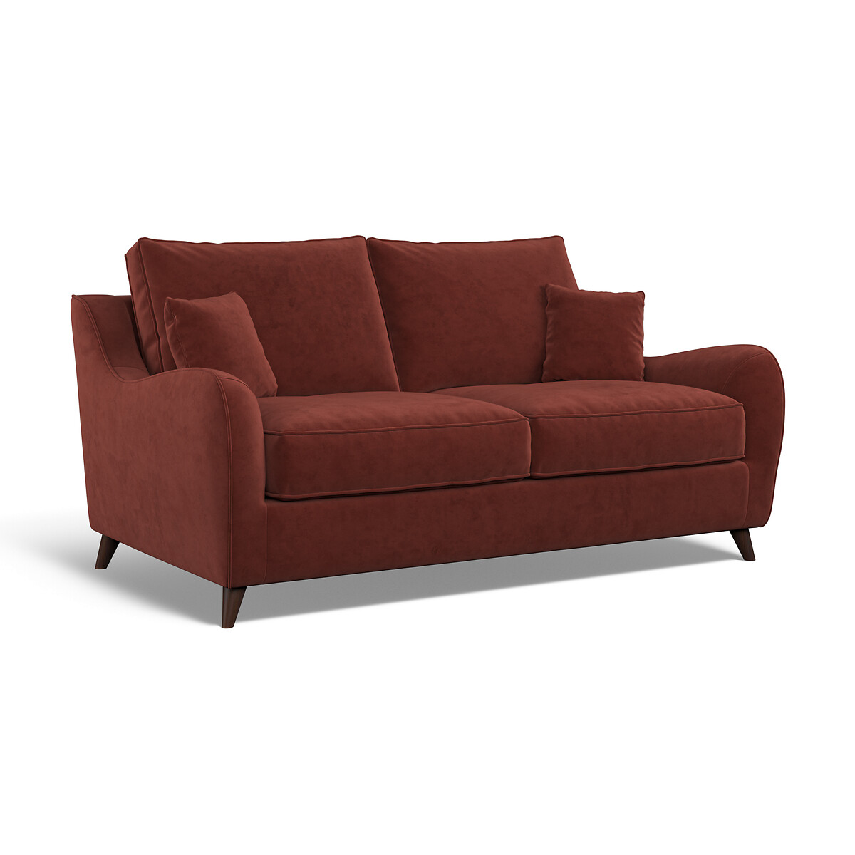 Amelia Velvet 2 Seater Sofa with Dark Wood Legs burgundy, ÉDITÉ