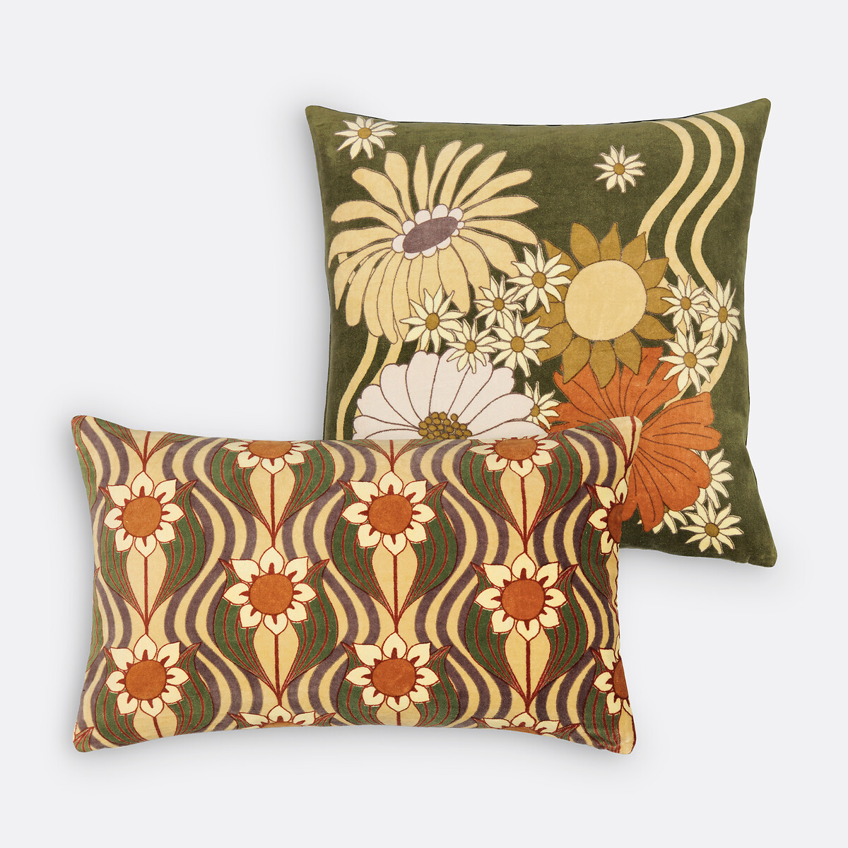 Annie 45 X 45cm Floral 100% Cotton Velvet Cushion Cover multi-coloured, LA REDOUTE INTERIEURS
