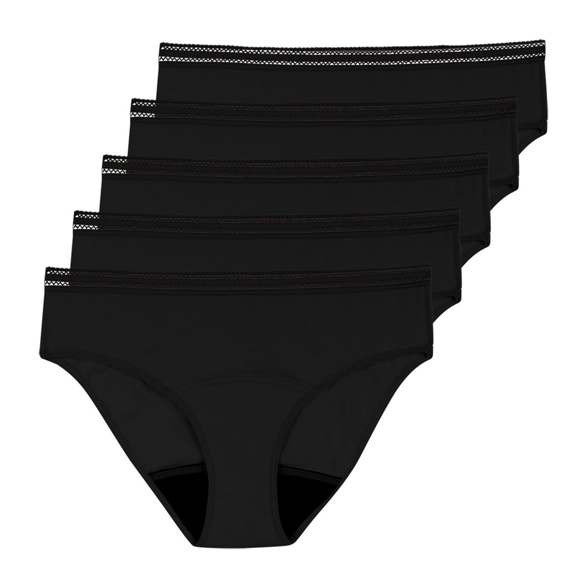 Culottes menstruelles, lot de 5 noir, ATHENA