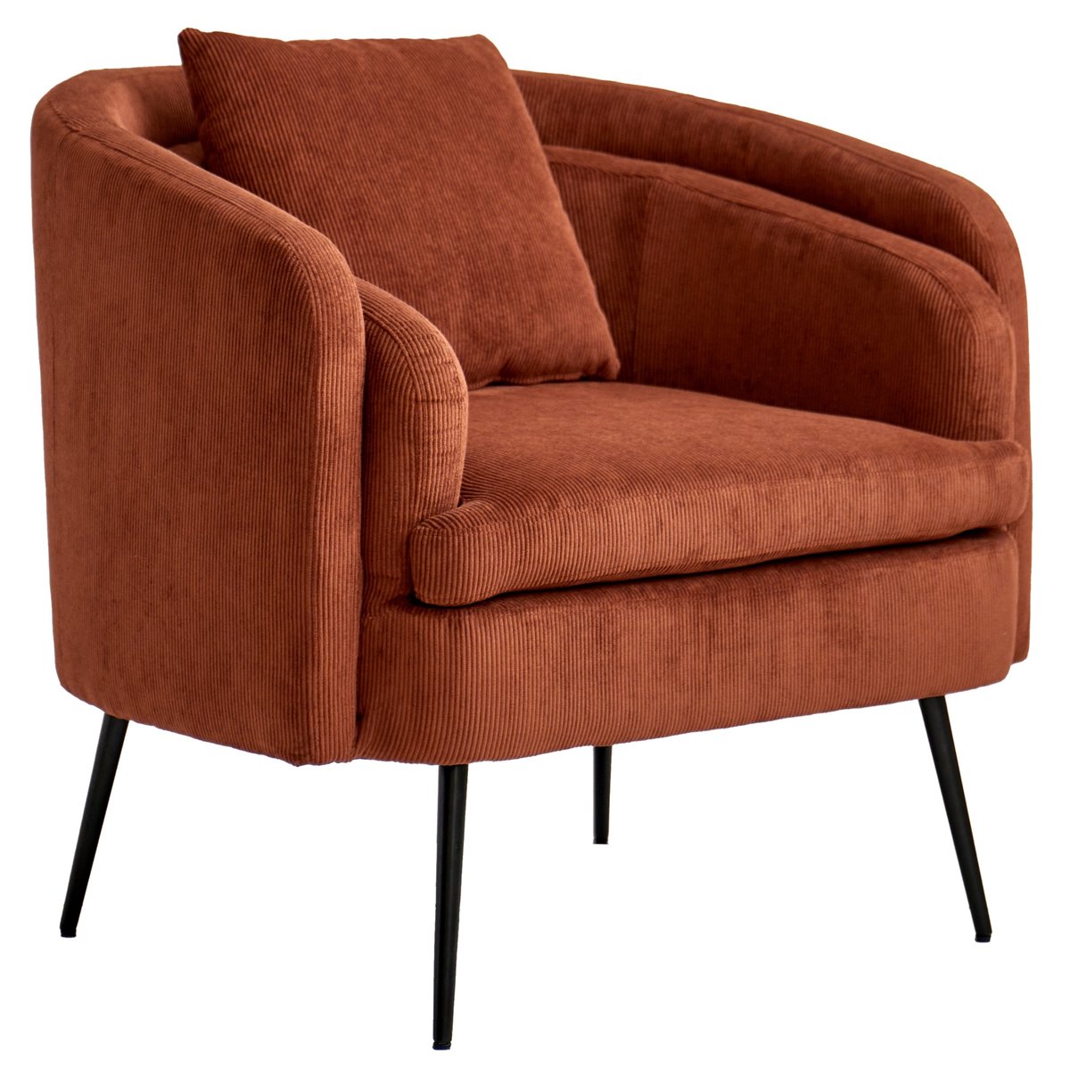 Fauteuil de salon en velours côtelé, DUKE terracotta, NORDLYS