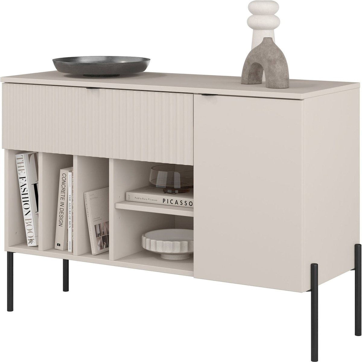 Commode asymétrique tiroir et porte ORE cachemire, RECOLLECTION