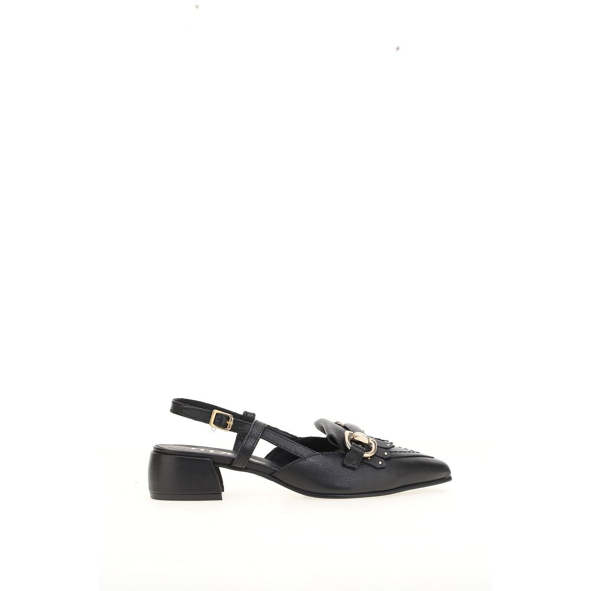 Ballerines slingback pointues en cuir noir, MJUS