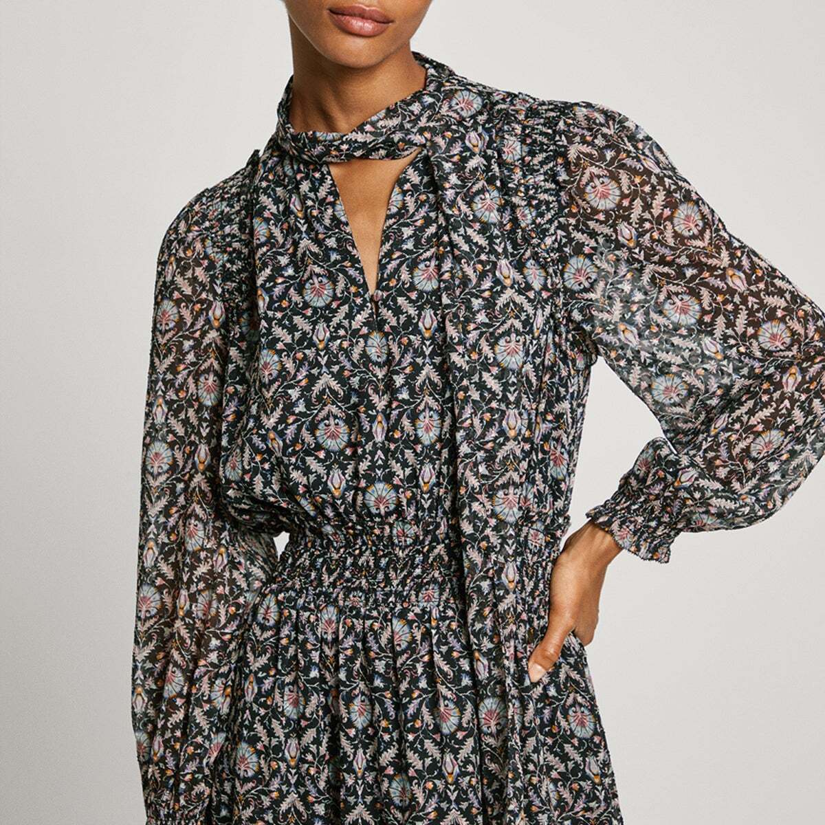 Robe Longue À Imprimé Floral noir, PEPE JEANS