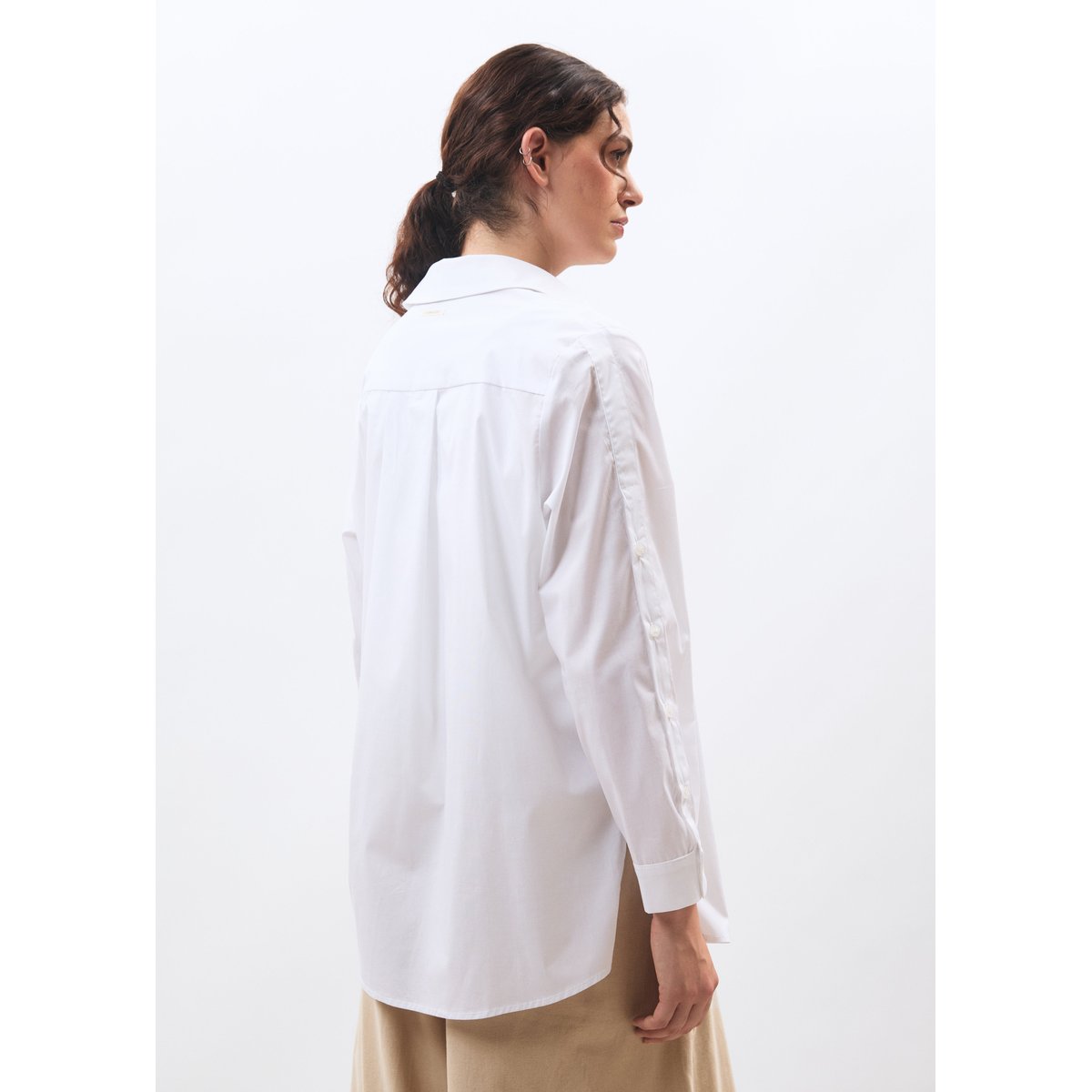 Chemise manches longues en popeline de coton blanc, HUMILITY