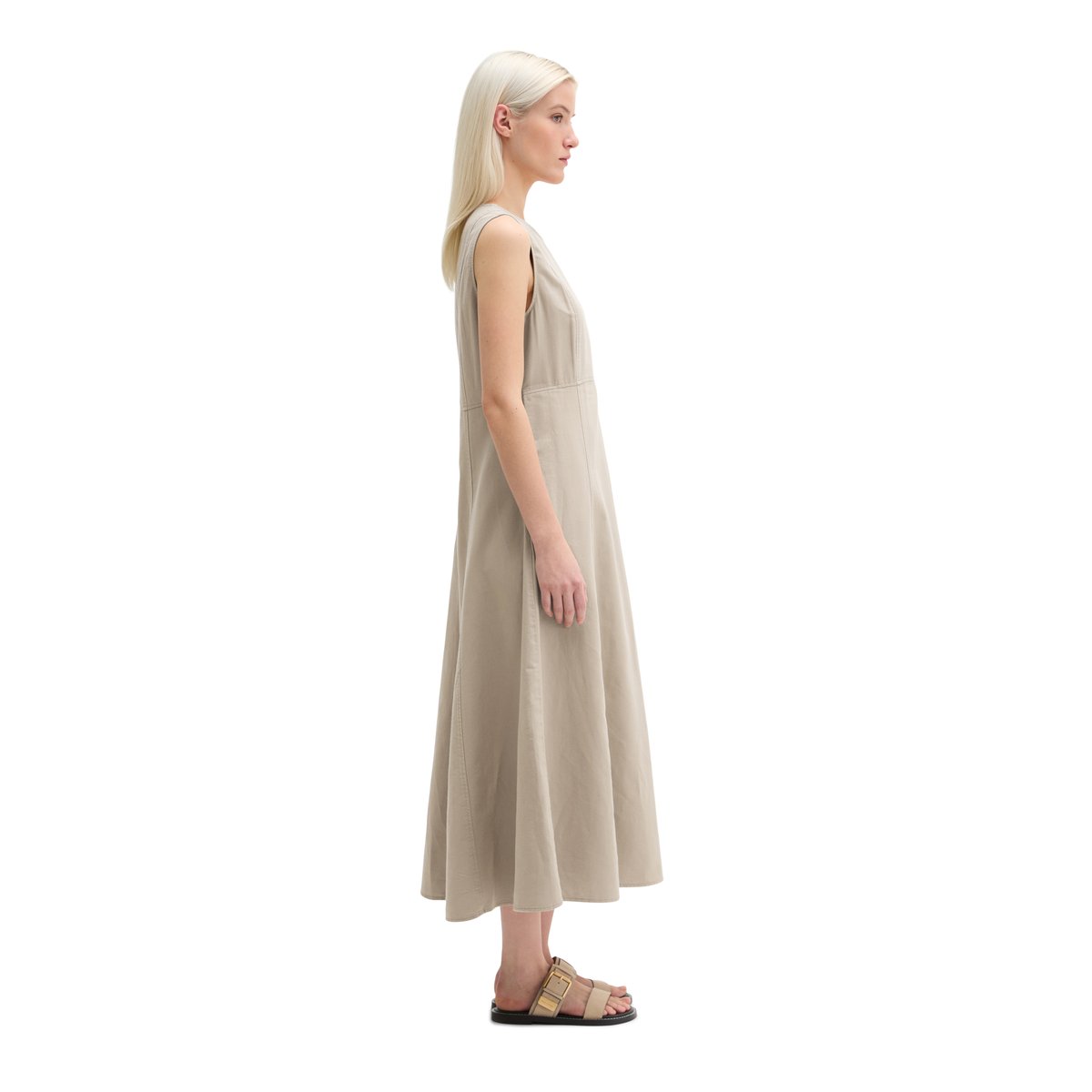 Robe sans manches regular en mélange de coton organique, de lyocell et de lin marron, MARC O'POLO