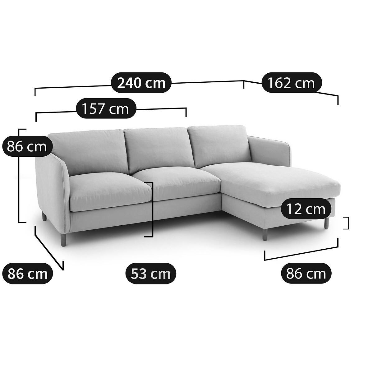 Canapé d'angle droit, convertible, 4 places, en velours, LOMÉO emeraude, LA REDOUTE INTERIEURS