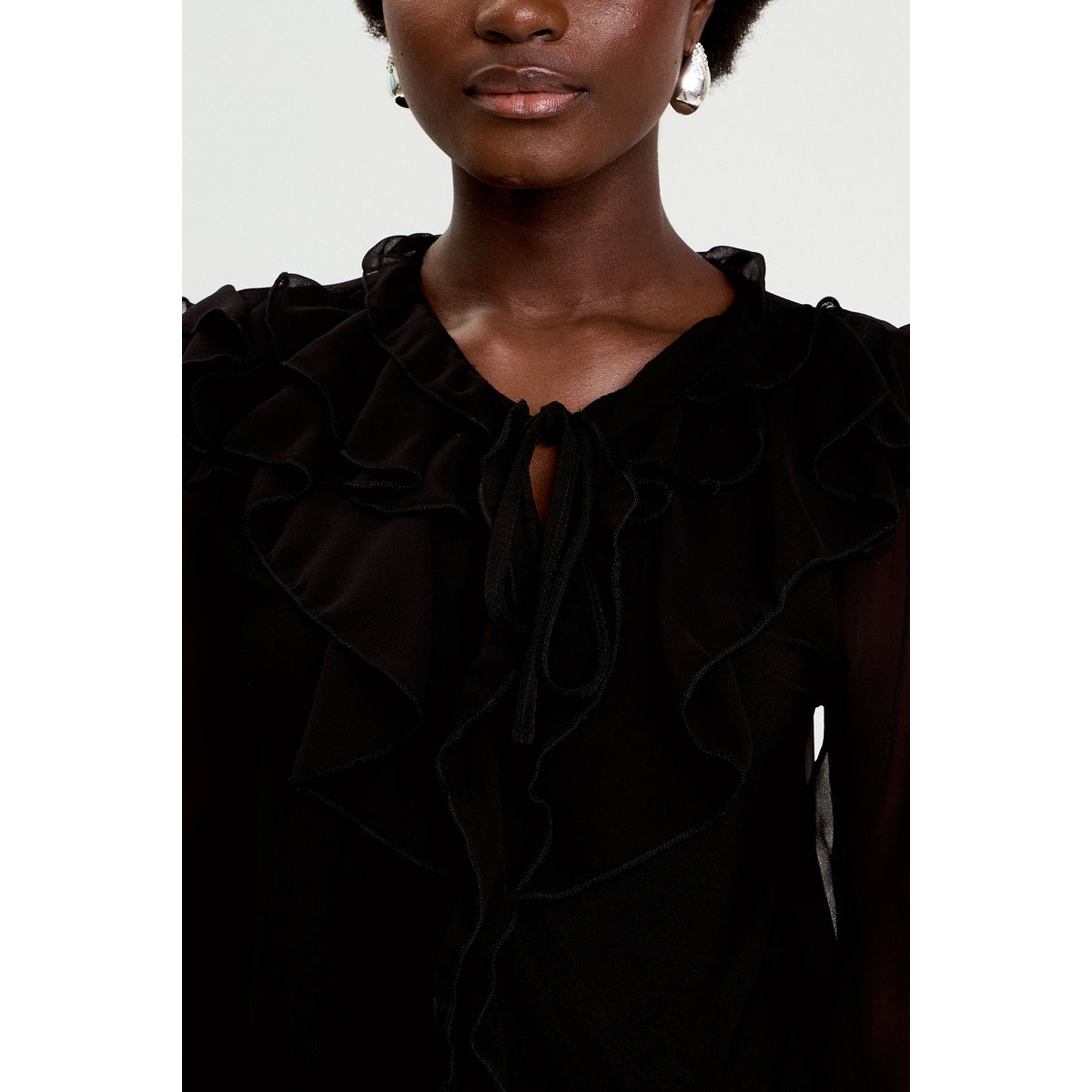 Blouse col v manches longues noir, CACHE CACHE