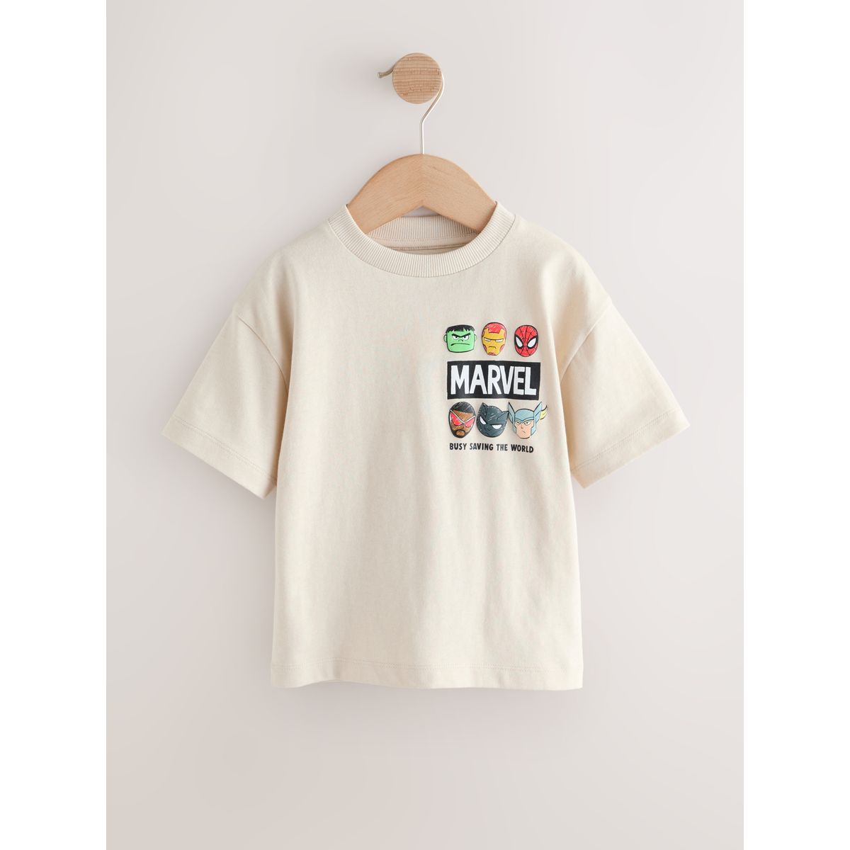 T-shirt en coton à manches courtes marvel gris clair, NEXT