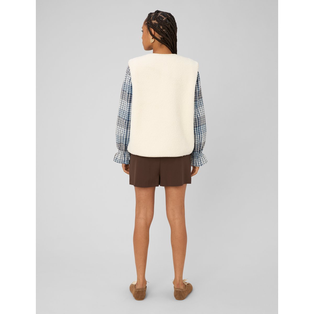 Gilet sans manches sherpa blanc écru, BZB
