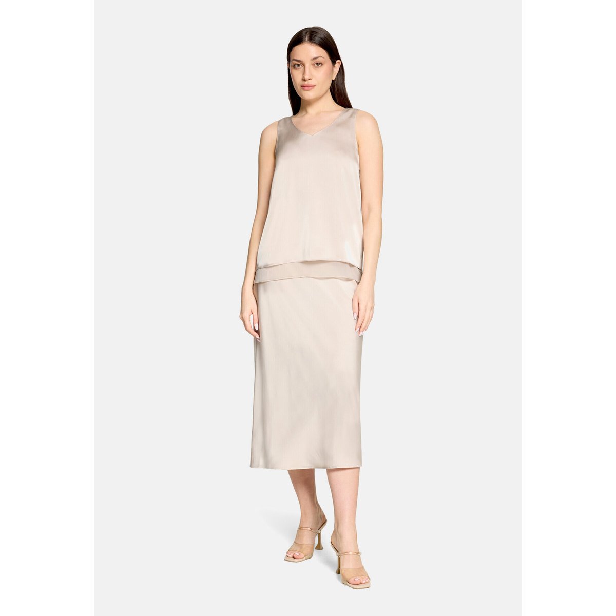 Jupe maxi longueur unicolore gris, BETTY BARCLAY