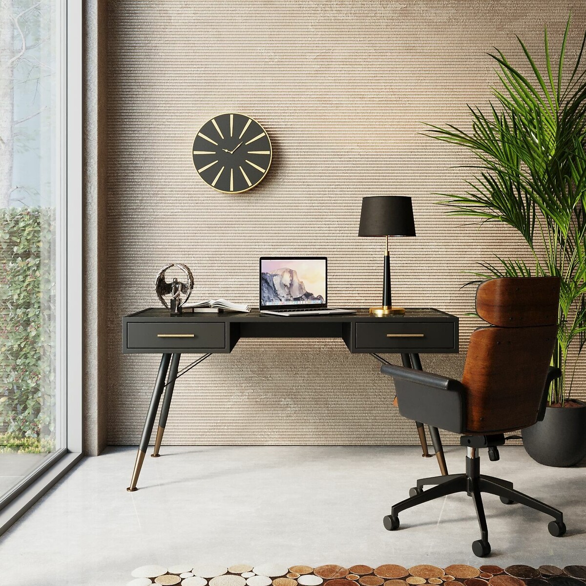 Scrivania La Gomera 140x60cm nero , KARE DESIGN