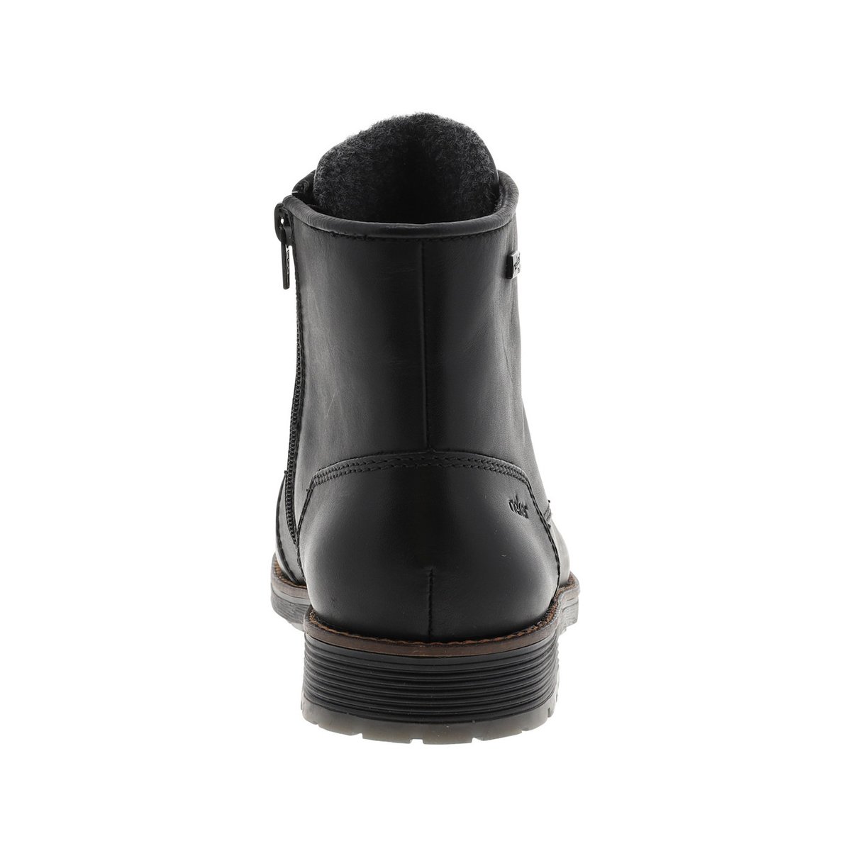 Bottines en cuir noires à talon décroché bas avec des lacets et un zip latéral noires, RIEKER