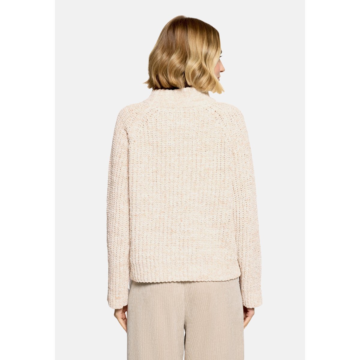 Pull-over en maille à col droit cream/green, CARTOON