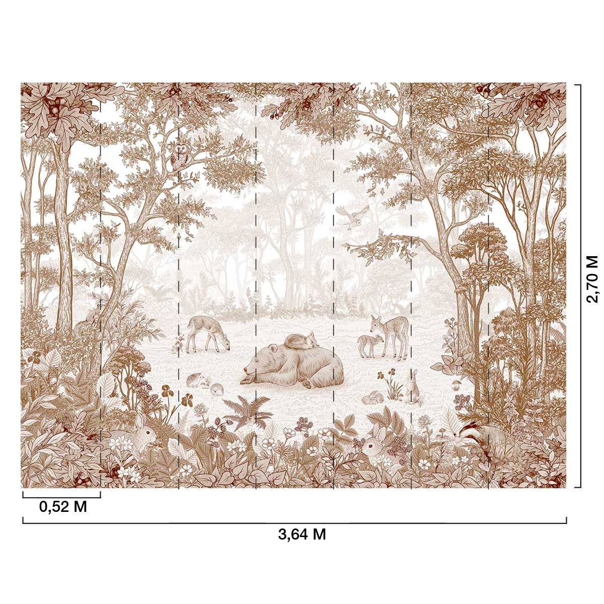 Papier enfant Ours paisible dans la forêt beige, HEXOA