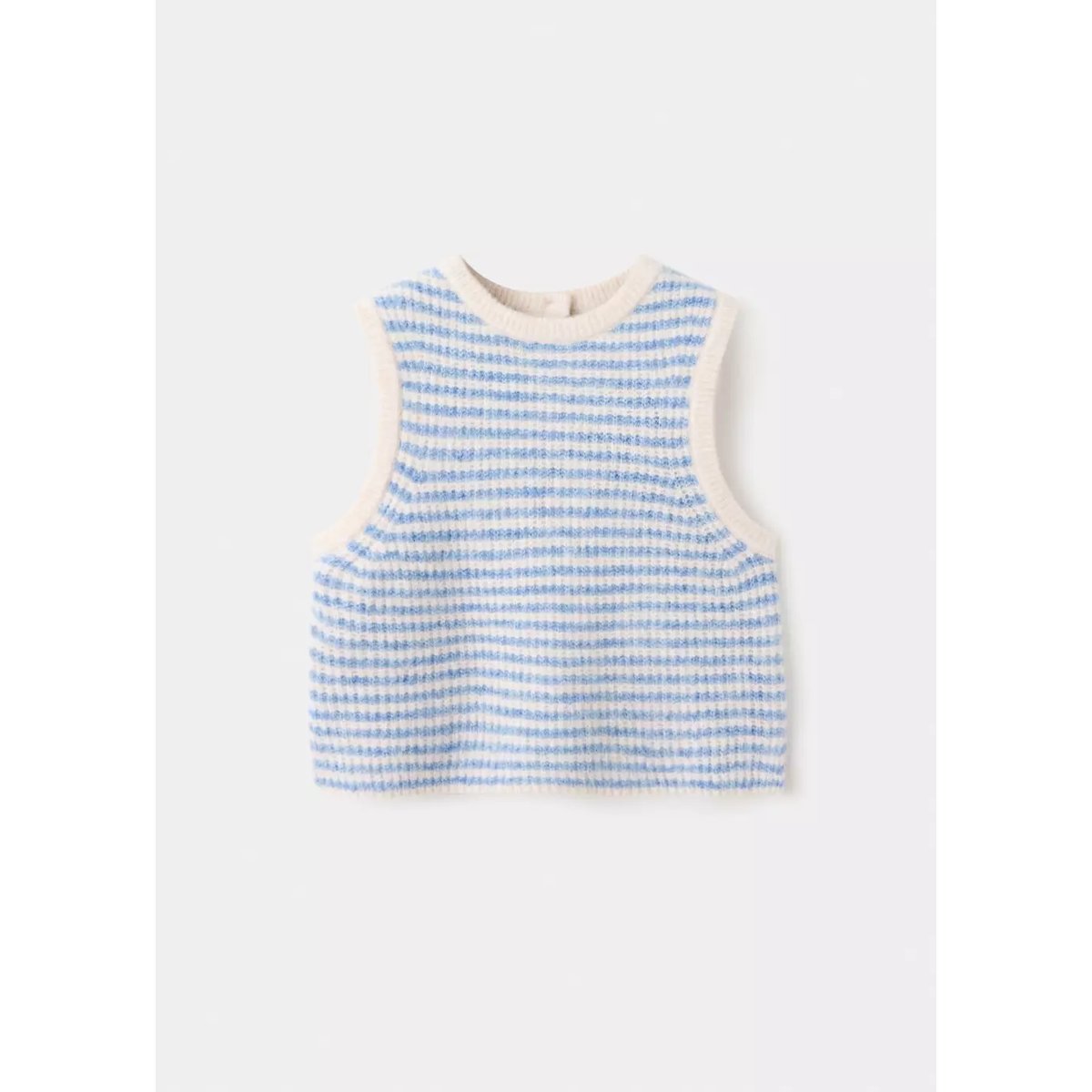 Gilet maille rayures bleu ciel, MANGO BABY