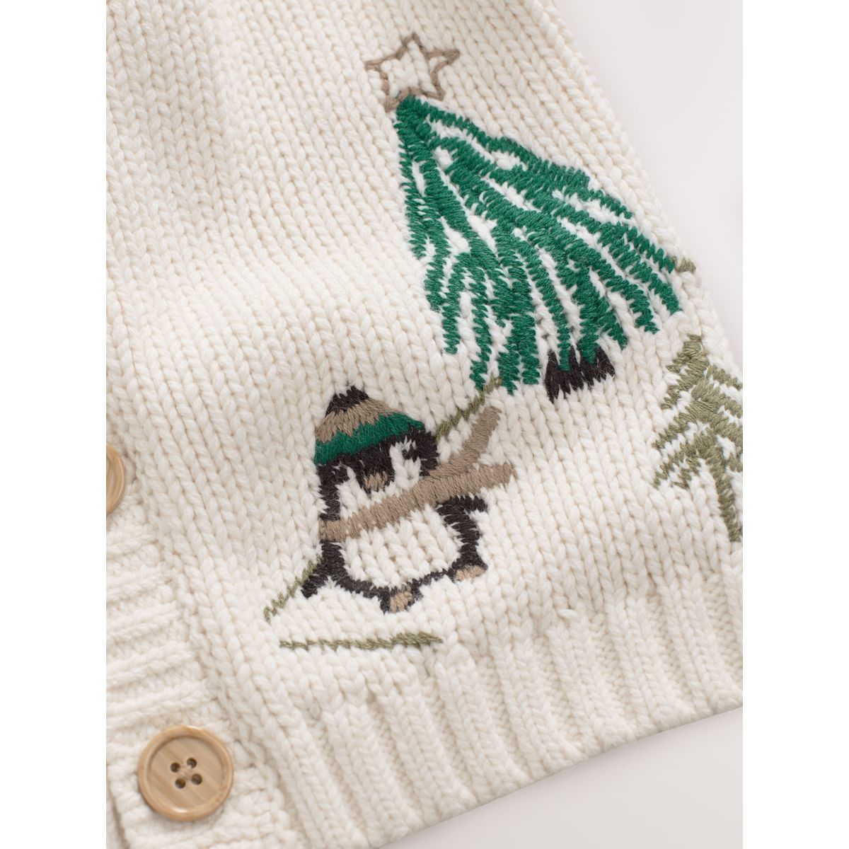 Cardigan à motif de noël pingouin crème, NEXT