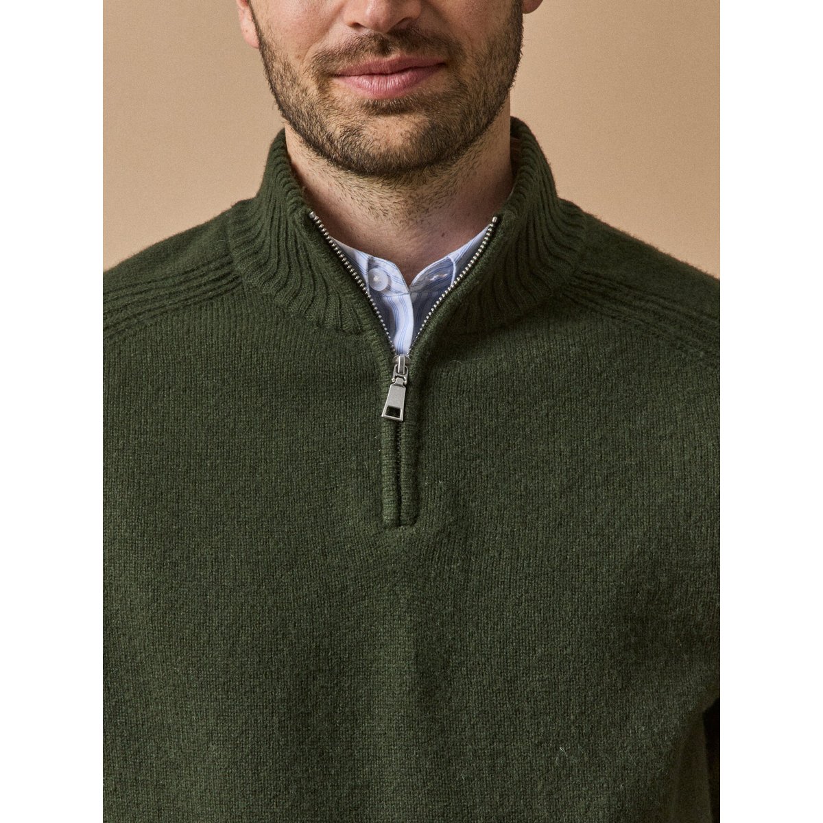 Pull col montant zippé kaki, CYRILLUS