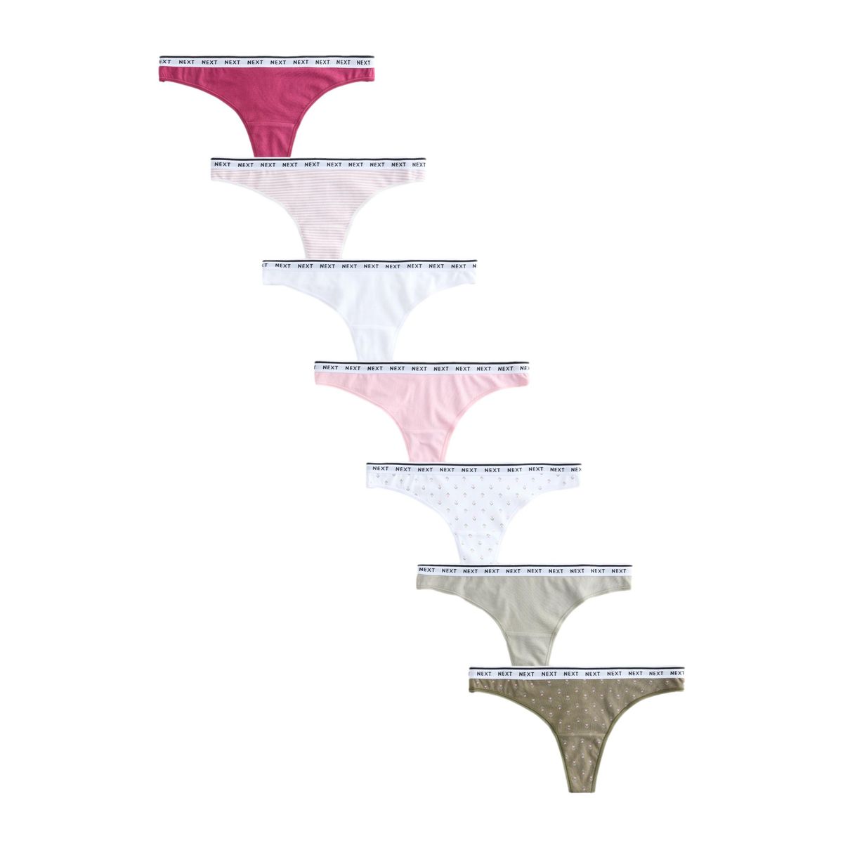 Culotte en coton à logo, lot de 7 rose/vert, NEXT