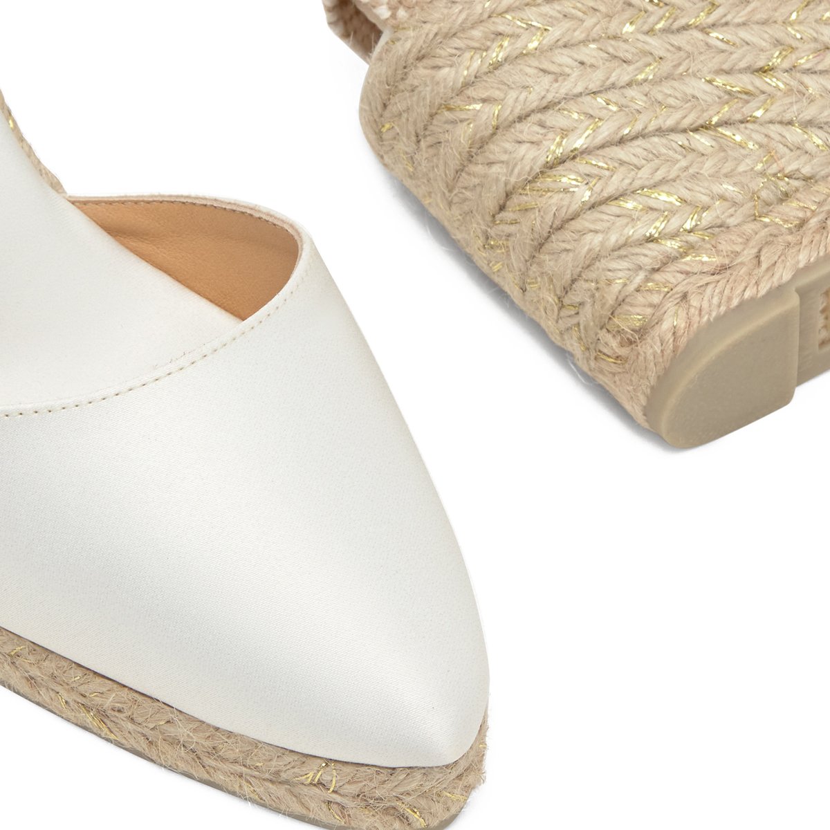 Espadrilles compensées en satin à bout pointu et lacets  JOYCE PLATFORM blanc, CASTANER