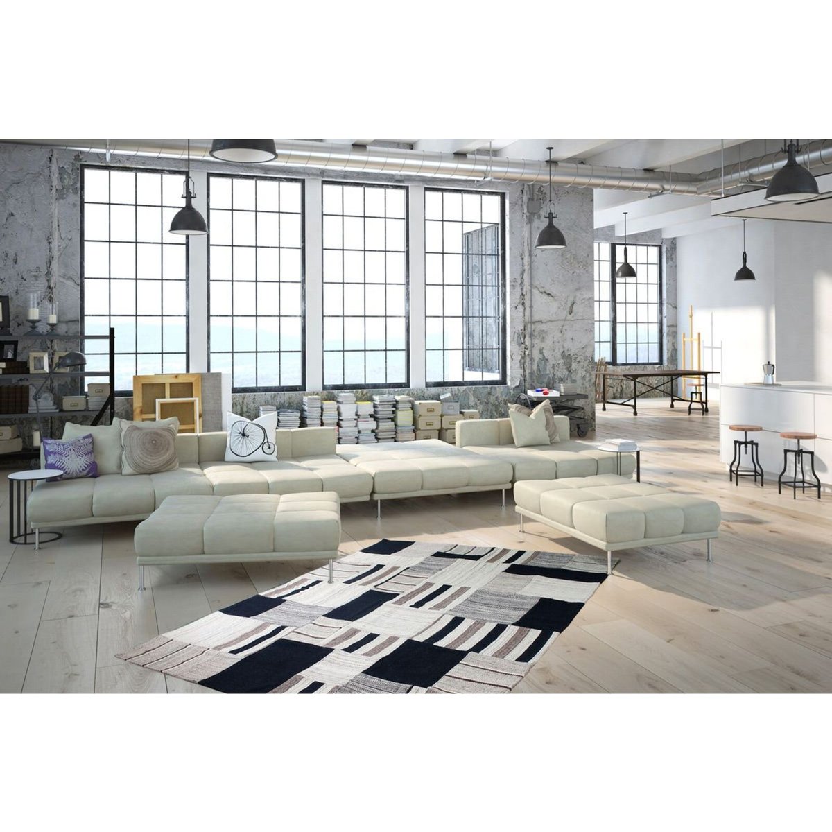 Tapis en laine fait main, RADICAL gris, multicolore, ARTE ESPINA