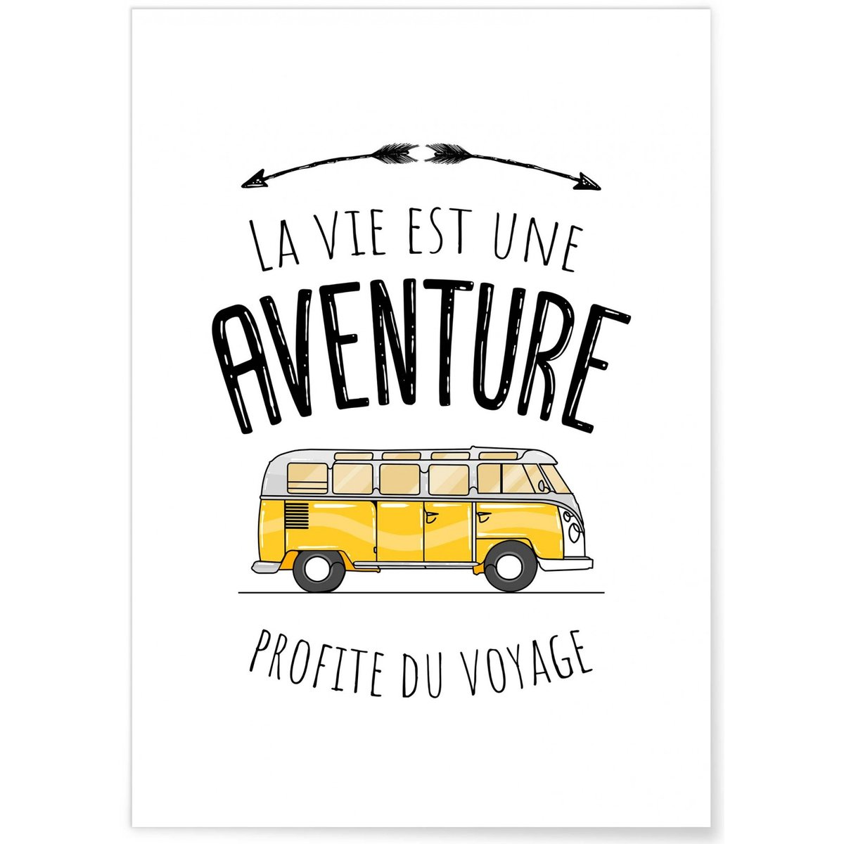 Poster 'La vie est une aventure, profite du voyage' blanc, L'AFFICHERIE