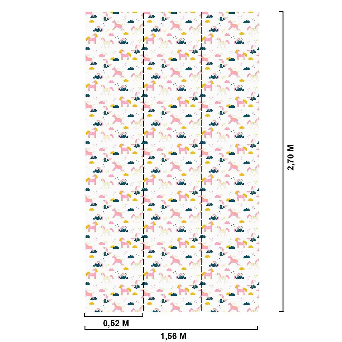 Papier peint licornes en récré intissé, HEXOA