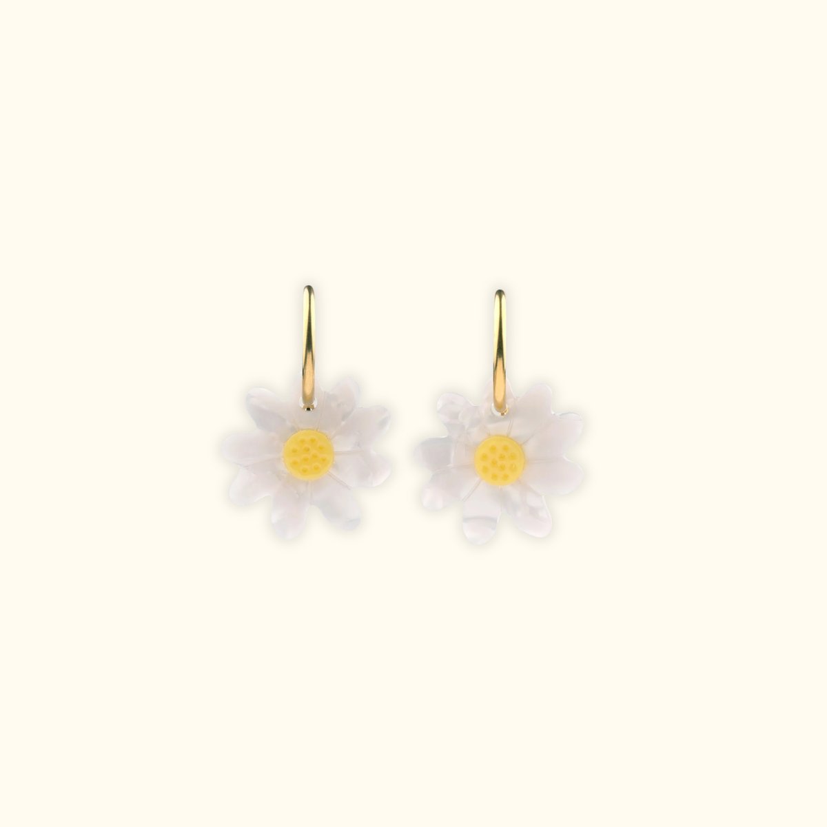 Boucles d'oreilles PAQUERETTE blanc et jaune, COUCOU SUZETTE