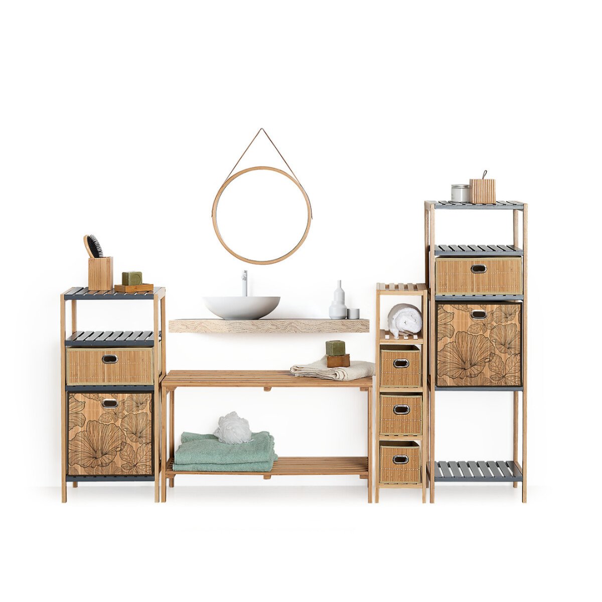 Panier de rangement à lattes MIX' N MODUL marron, 5FIVE SIMPLY SMART