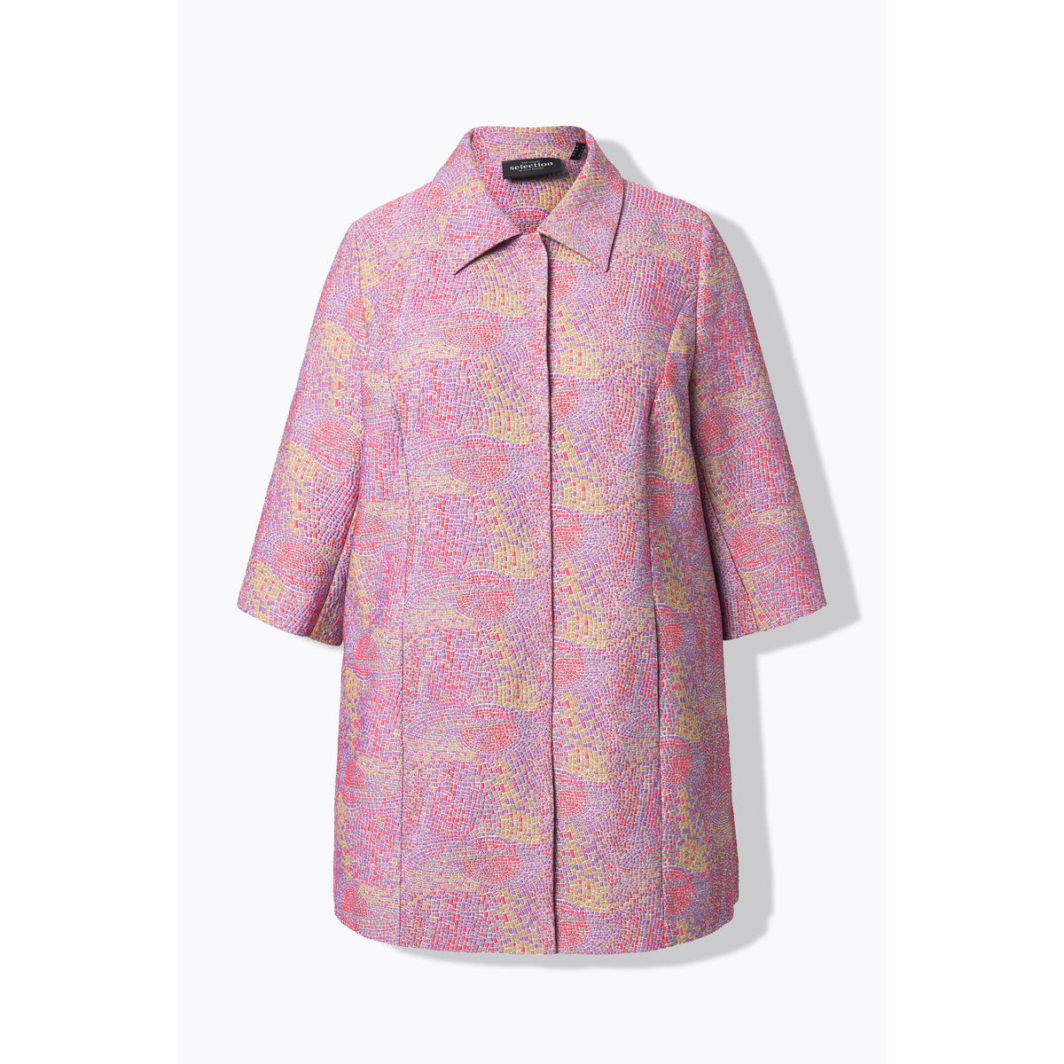 Veste à col chemise et manches 3/4. Motif lavande, ULLA POPKEN