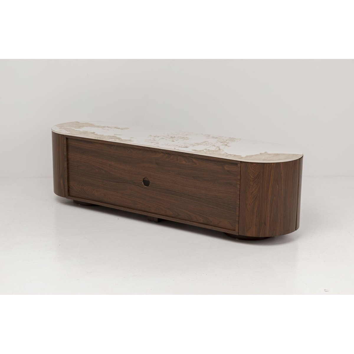 Meuble TV ovale plateau en grès, RUBEN marron, KARE DESIGN