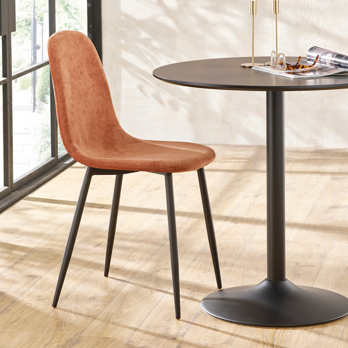 Set of 4 Lucia Chenille Upholstered Dining Chairs terracotta, SO'HOME