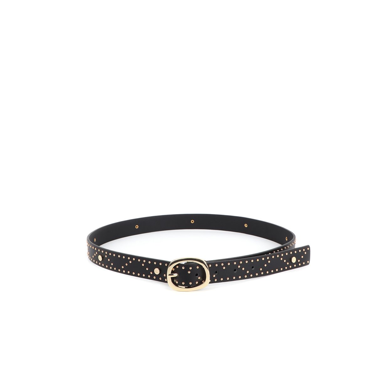 Ceinture avec logo clou et inserts métalliques noir, LOLA CASADEMUNT