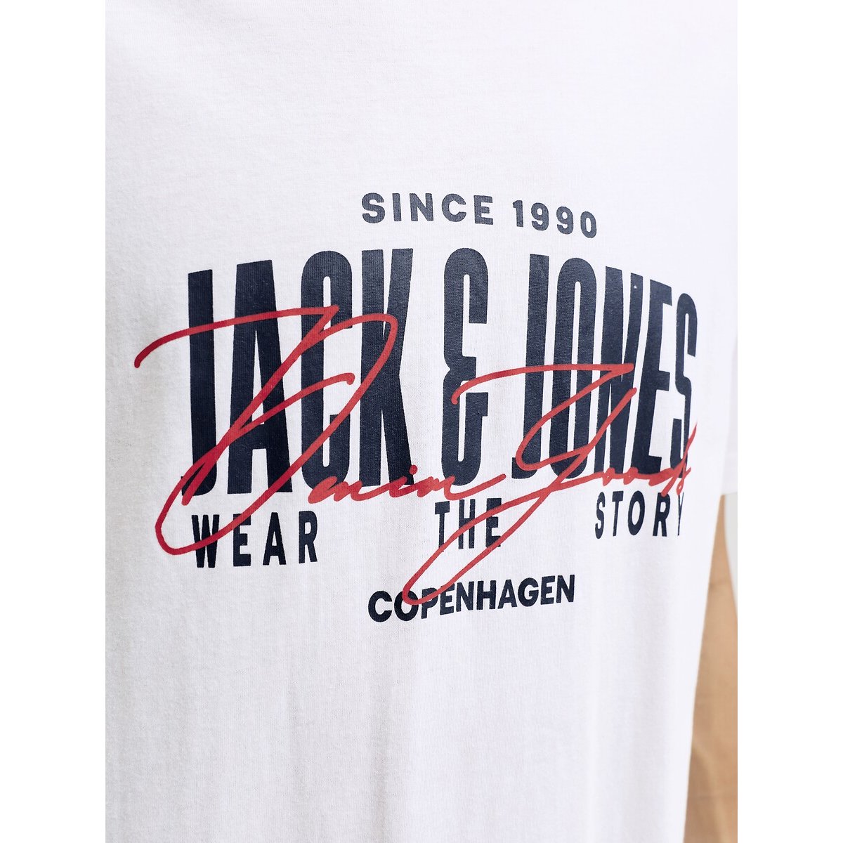 T-shirt de mangas curtas, gola redonda, AERO branco, JACK & JONES