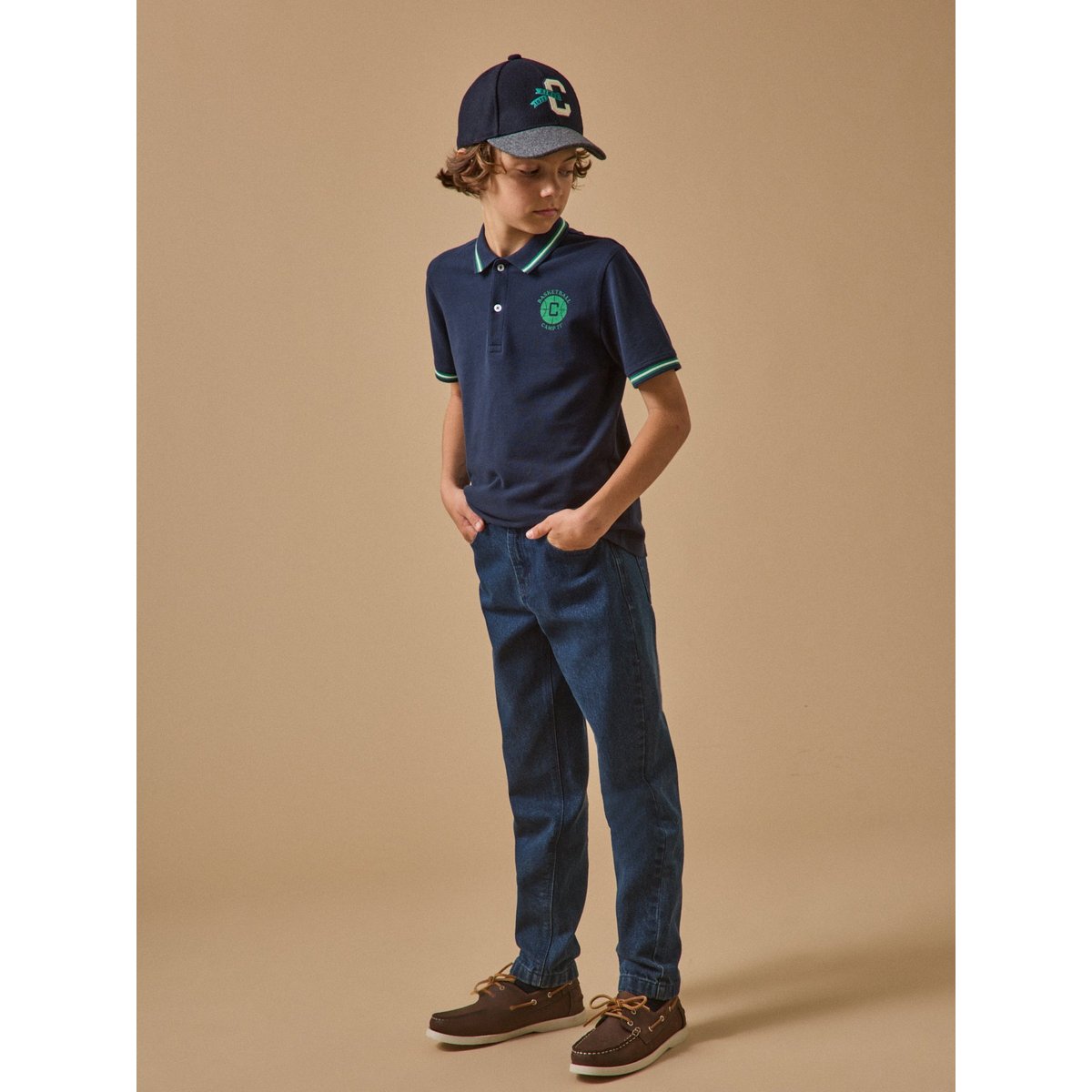 Polo en maille piquée marine, CYRILLUS