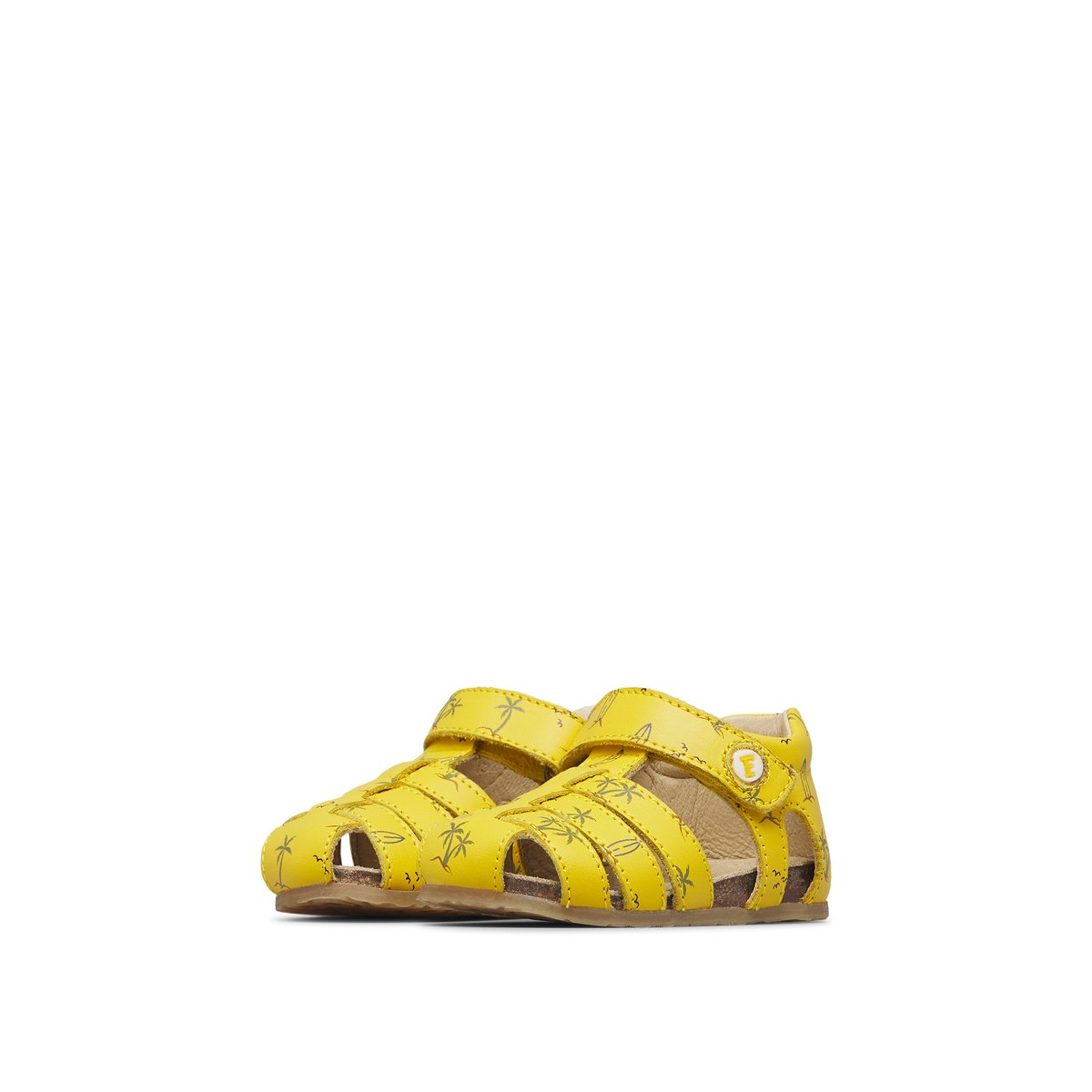 Sandales semi-fermées en cuir ALBY jaune-, FALCOTTO