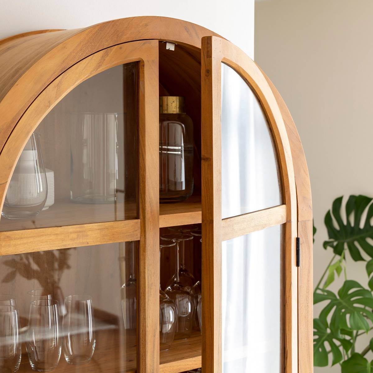 Vitrine en bois d'acacia 4 portes  JO bois foncé, MADE IN MEUBLES 