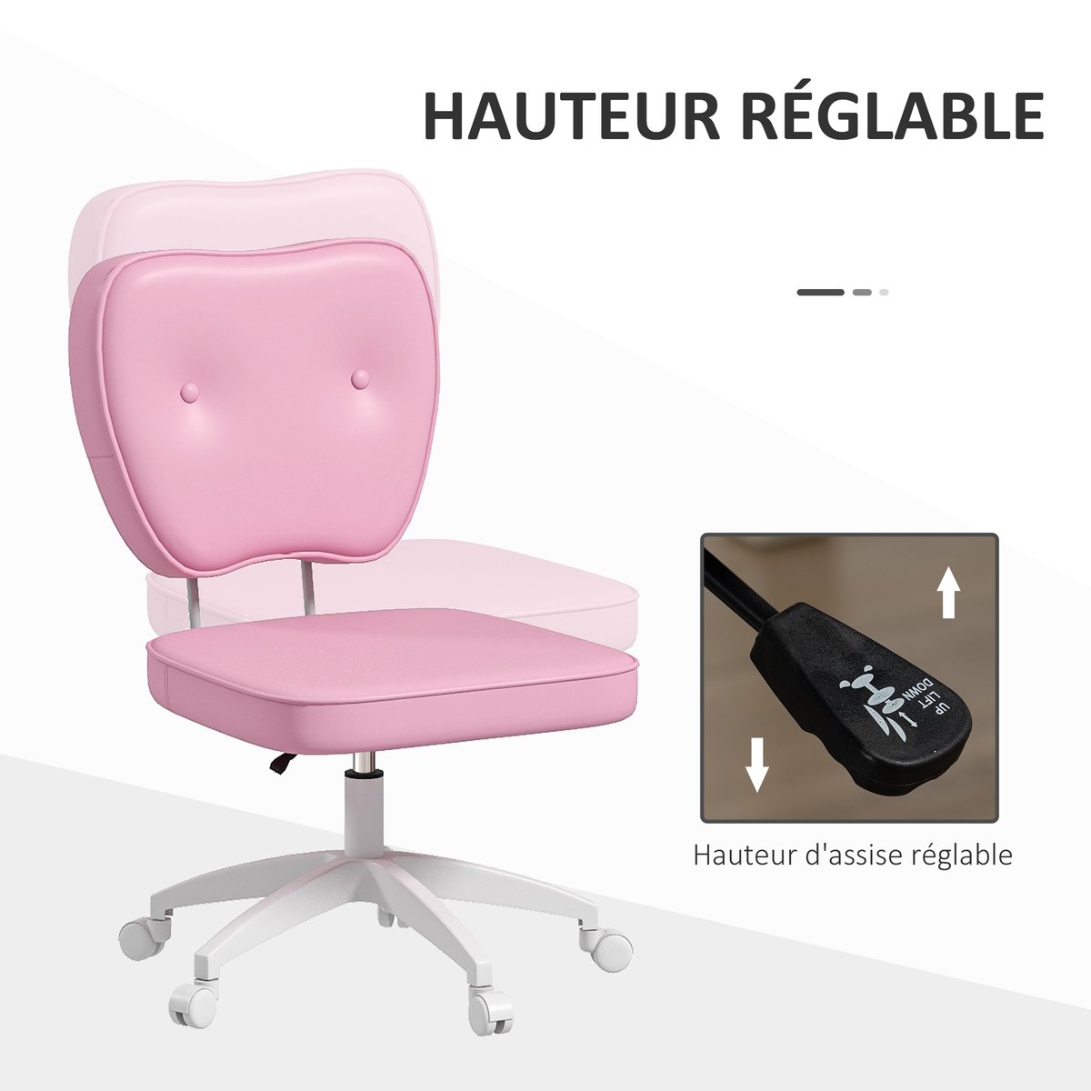 Chaise de bureau Polyuréthane Rose rose, HOMCOM