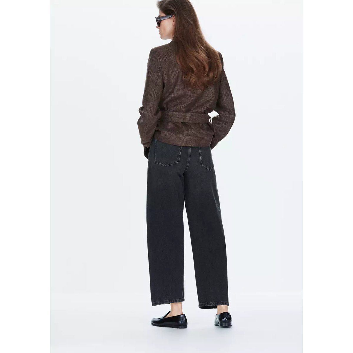 Jean balloon crop black denim, MANGO
