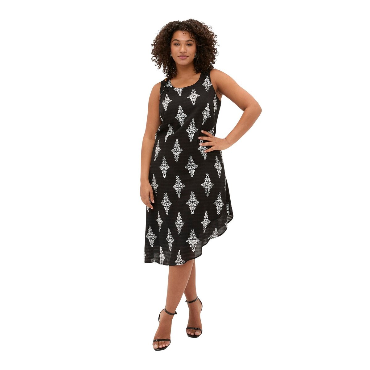 Robe sans manches à imprimé noir, FIORELLA RUBINO